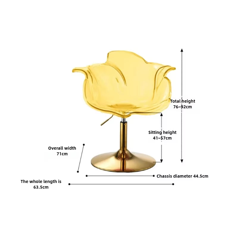 French Style Luxury Acrylic High Chair, Transparent Adjustable Island Platform Chair, High Stool, Coffee Shop Bar Chair
