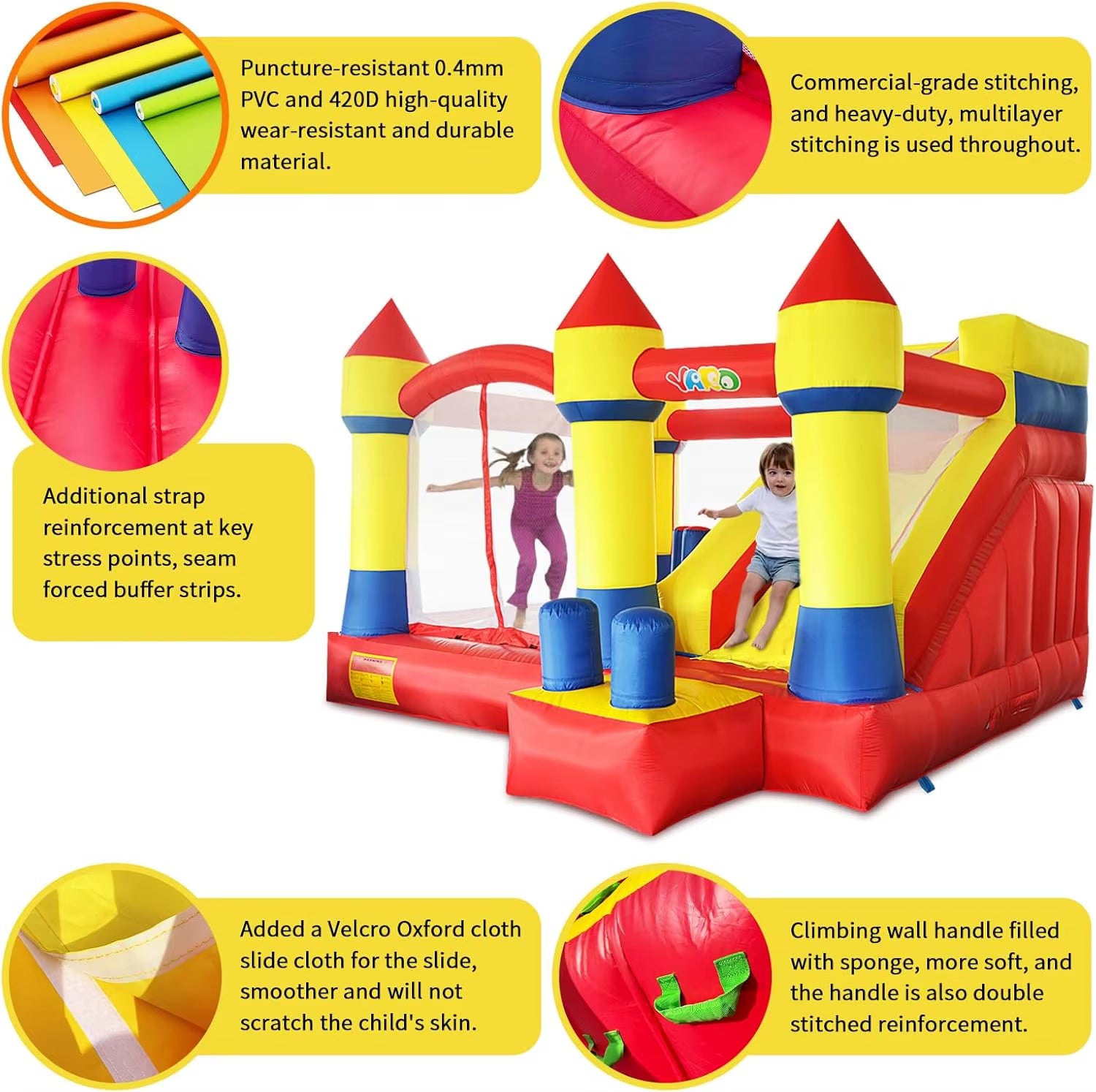 YARD Bounce House with Slide Commercial Bouncy Castle for Age 8-12 Inflatable Bounce House with Blower for Outdoor Party
