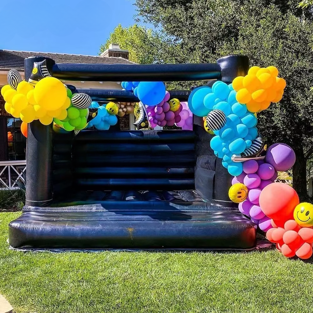 Pastel Light Blue & White Inflatable Wedding Bounce House