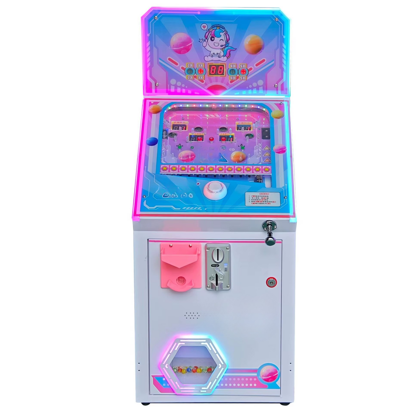 Mini Coin-Operated Pinball Arcade Machine with Ticket Redemption
