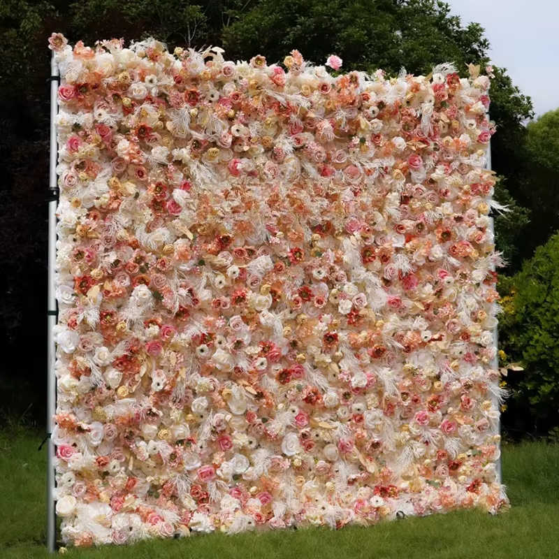 White 5D Artificial Rose Flower Wall Backdrop