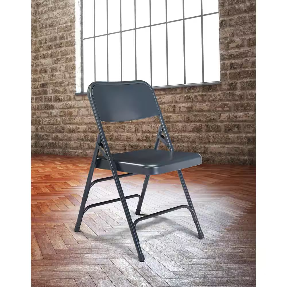Blue Metal Stackable Folding Chair (Set of 4)