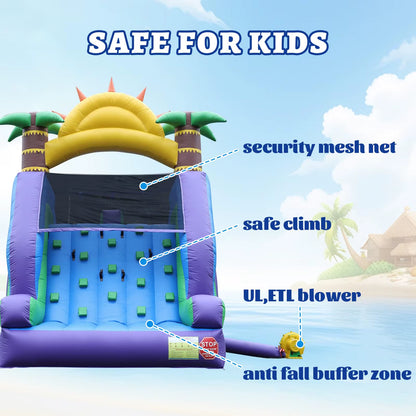 Inflatable Water Slide with Double Slide,100% PVC Commercial Grade Water Slide with Air Blower,Great for Outdoor Backyard Party