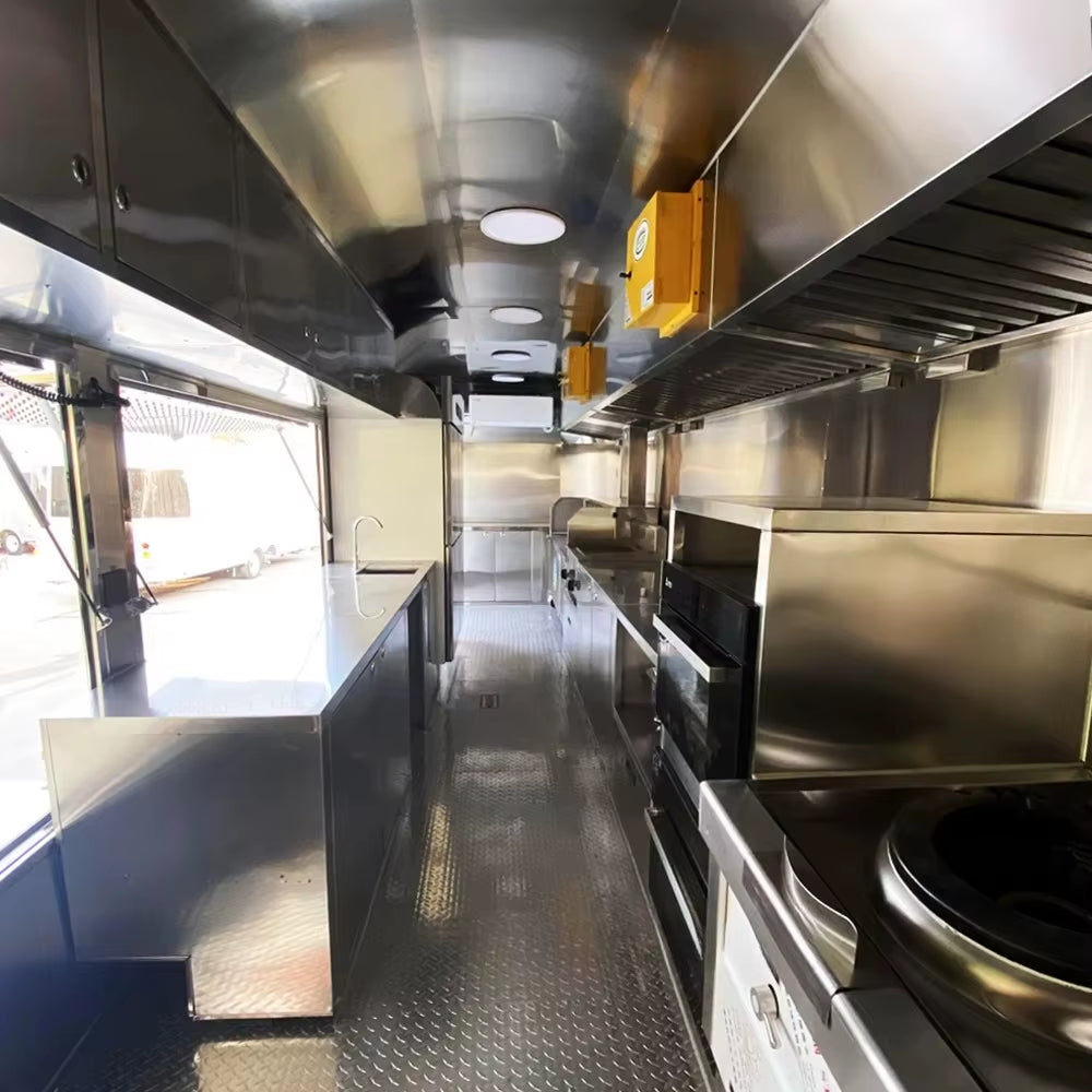 Fully Equipped Mobile Bar Station with Ice Cream Push Cart & Coffee Trailer - All-In-One Food Truck