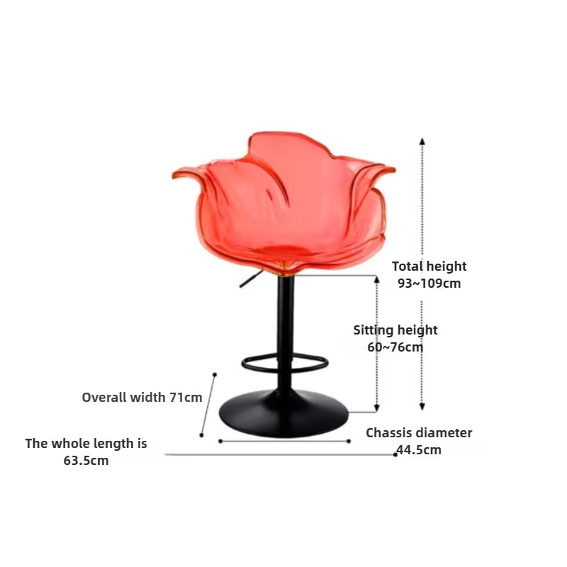 French Style Luxury Acrylic High Chair, Transparent Adjustable Island Platform Chair, High Stool, Coffee Shop Bar Chair