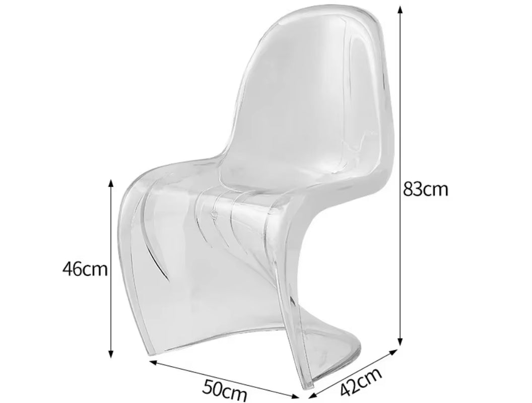 Elegant Clear Plastic Chair with Acrylic Backrest for Living Room Dining Stylish S Shaped Transparent Plastic Dining Stool