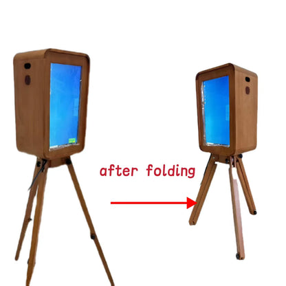 Double-Sided Retro Wooden Photo Booth with the Same Printer Stand Mirror Ipad Photo Booth