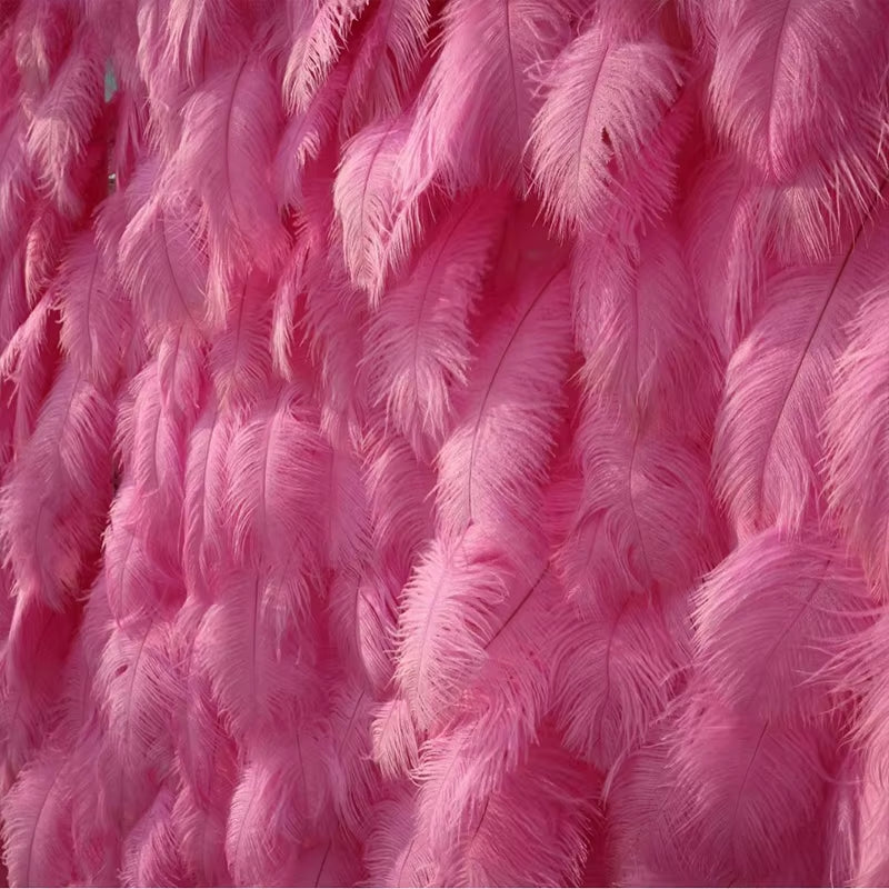 3D White Pink Feather Fabric Rolling up Curtain Flower Wall Cloth Artificial Plant Wall Party Stage Layout Wedding Backdrop Deco