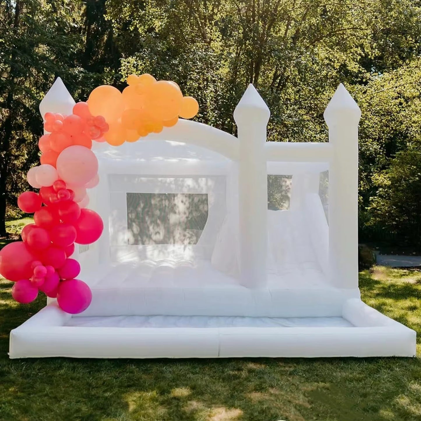 Houses Infinflatable with Slide 15Ft White Bounce Jumper Bouncy Castle Oxford Wedding Tent for Party Backyard