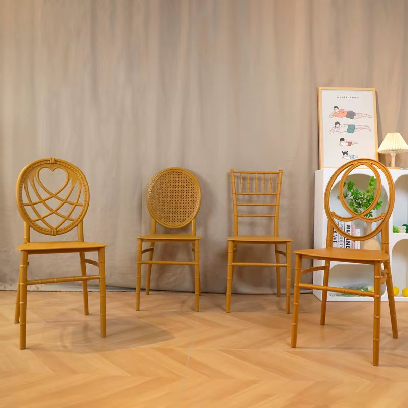 Plastic Chair Wedding Banquet Hotel Outdoor Bamboo White Gold Modern Simple Dining Chair Wholesale