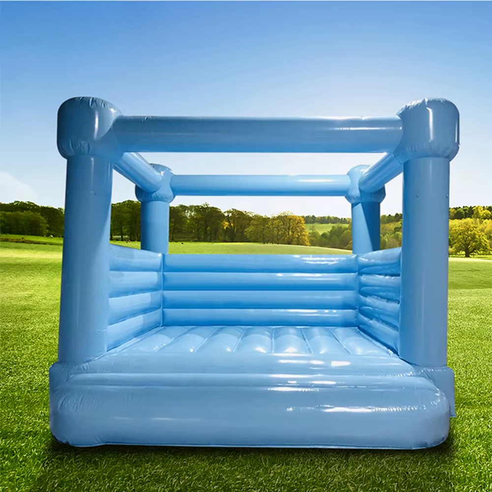 Pastel Light Blue & White Inflatable Wedding Bounce House