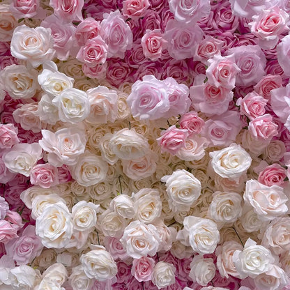 5D Pink Rose Hydrangea Gradient Rolling up Fabric Curtain Flower Wall Cloth Floral Wall Wedding Backdrop Arrangement Decor Wall