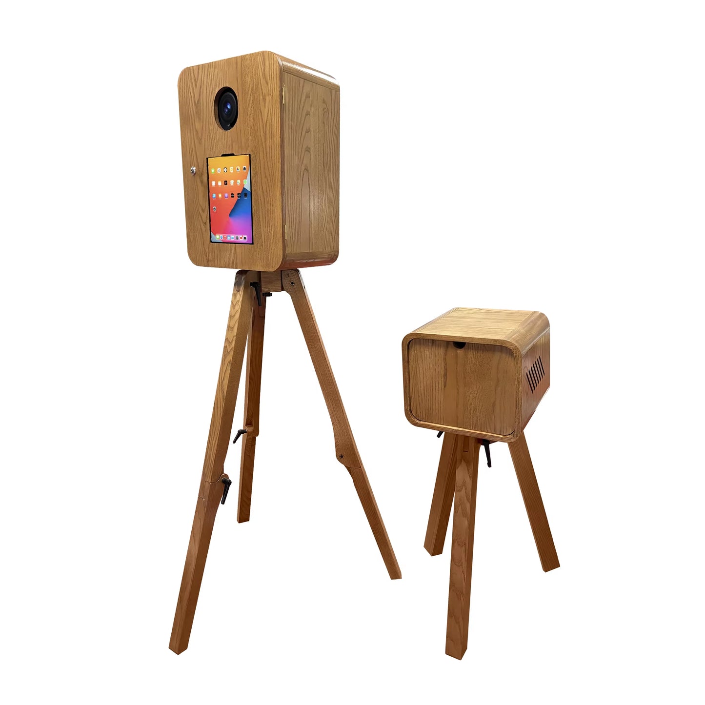 Double-Sided Vintage Wooden Photo Booth with the Same Printer Stand Dslr Mirror Ipad Photo Booth