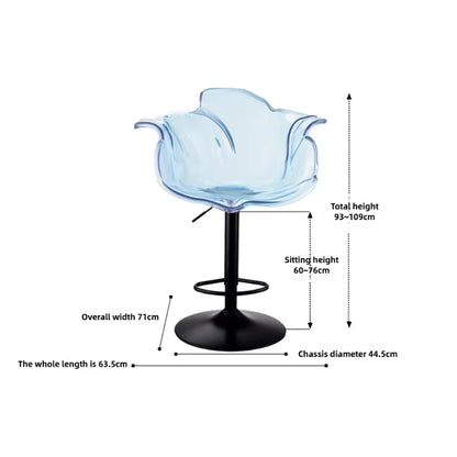 French Style Luxury Acrylic High Chair, Transparent Adjustable Island Platform Chair, High Stool, Coffee Shop Bar Chair