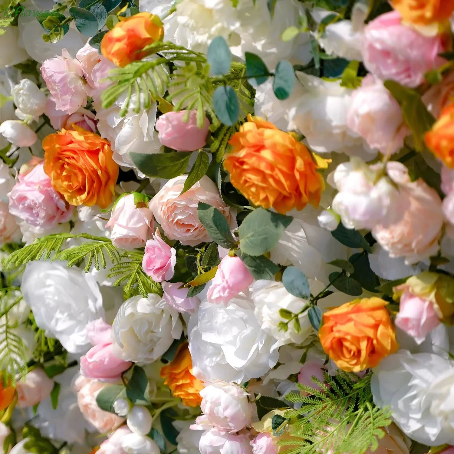 Artificial Floral Wall Roll-Up Hanging Fabric Backdrop Curtain for Wedding Event Party Decorations