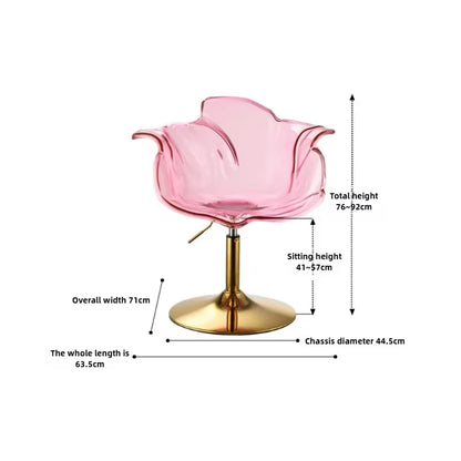 French Style Luxury Acrylic High Chair, Transparent Adjustable Island Platform Chair, High Stool, Coffee Shop Bar Chair