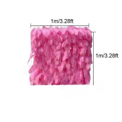 3D Pink Feather Flower Fabric Backdrop Wall