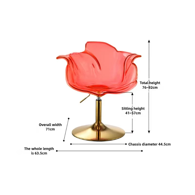 French Style Luxury Acrylic High Chair, Transparent Adjustable Island Platform Chair, High Stool, Coffee Shop Bar Chair