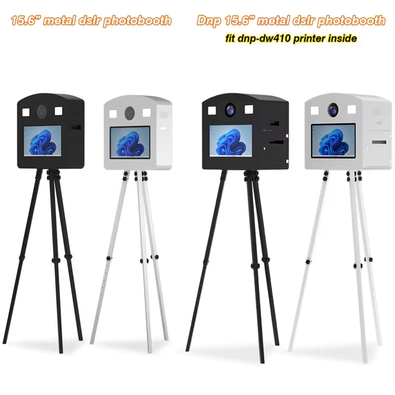 Photo Booth with 15.6-Inch Touchscreen, Portable Selfie Tripod and DSLR Camera for Wedding Event Rental