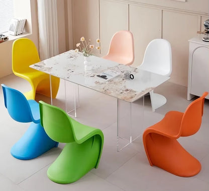 Elegant Clear Plastic Chair with Acrylic Backrest for Living Room Dining Stylish S Shaped Transparent Plastic Dining Stool