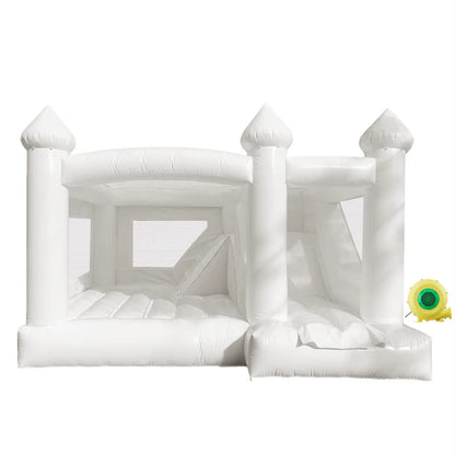 Inflatable White Wedding Bounce House with Blower PVC Bouncy Castle Jumping Bed Bounce House for Wedding, Birthday, Parties 15Ft