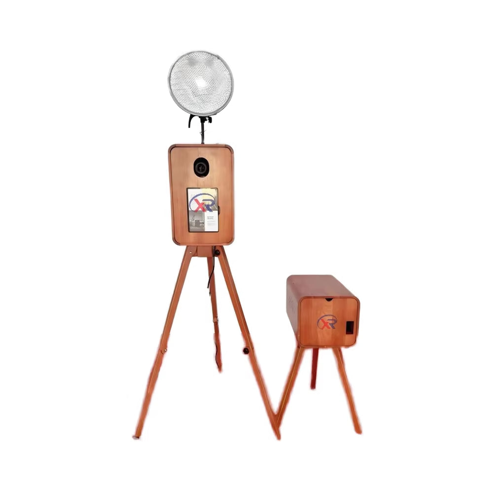 Double-Sided Retro Wooden Photo Booth with the Same Printer Stand Mirror Ipad Photo Booth