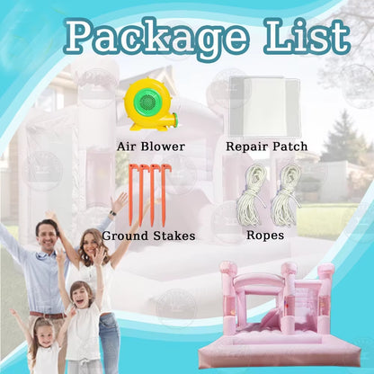15FT Inflatable Pink Blue Bounce House Balloon Bouncy Castle with Large Jumping Area Bounce House Castle for Kids Wedding Party