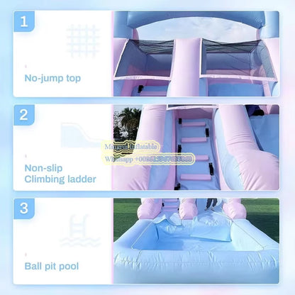 Commercial Pvc 20Ft Inflatable White Bounce House with Slide and Ball Pit Water Slide White Bounce Castle Air Bouncer Combo