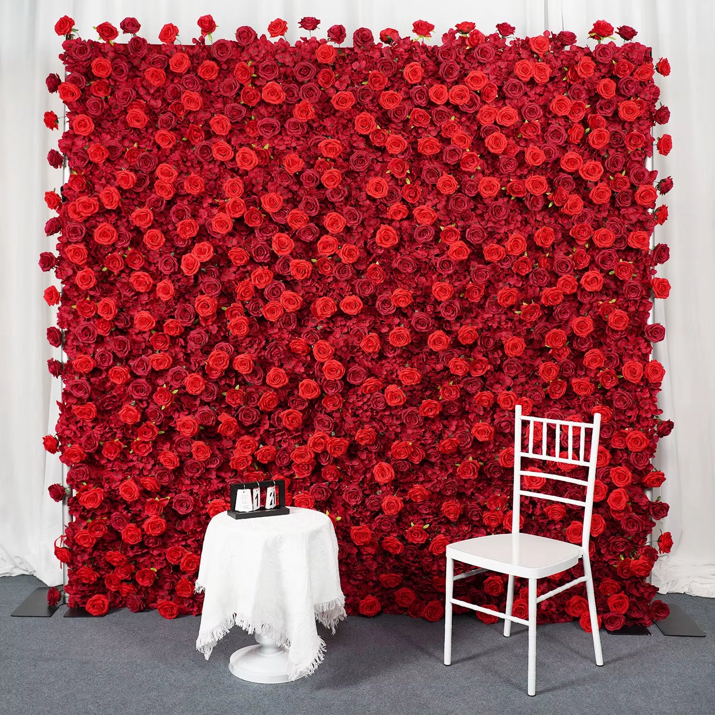 3D White Rose Cloth Curtain Flower Wall Roll up Wedding Backdrop Props Flora Wall Party Event Props Wedding Decoration
