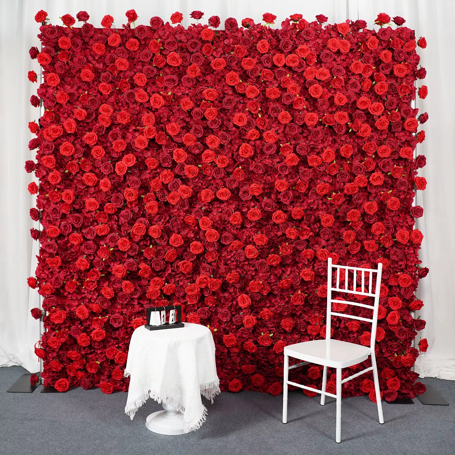 3D White Rose Cloth Curtain Flower Wall Roll up Wedding Backdrop Props Flora Wall Party Event Props Wedding Decoration