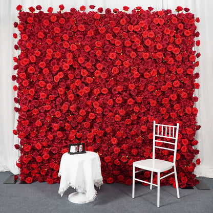 3D White Rose Cloth Curtain Flower Wall Roll up Wedding Backdrop Props Flora Wall Party Event Props Wedding Decoration