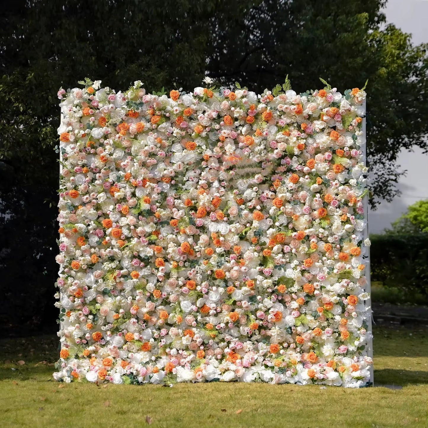 Artificial Floral Wall Roll-Up Hanging Fabric Backdrop Curtain for Wedding Event Party Decorations