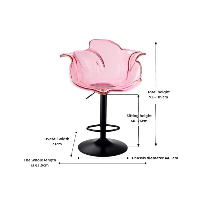 French Style Luxury Acrylic High Chair, Transparent Adjustable Island Platform Chair, High Stool, Coffee Shop Bar Chair