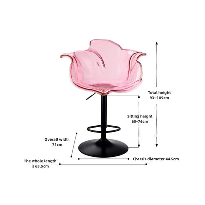 French Style Luxury Acrylic High Chair, Transparent Adjustable Island Platform Chair, High Stool, Coffee Shop Bar Chair